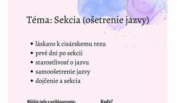 Prednáška o sekcii s dulou Evou Kindelovou