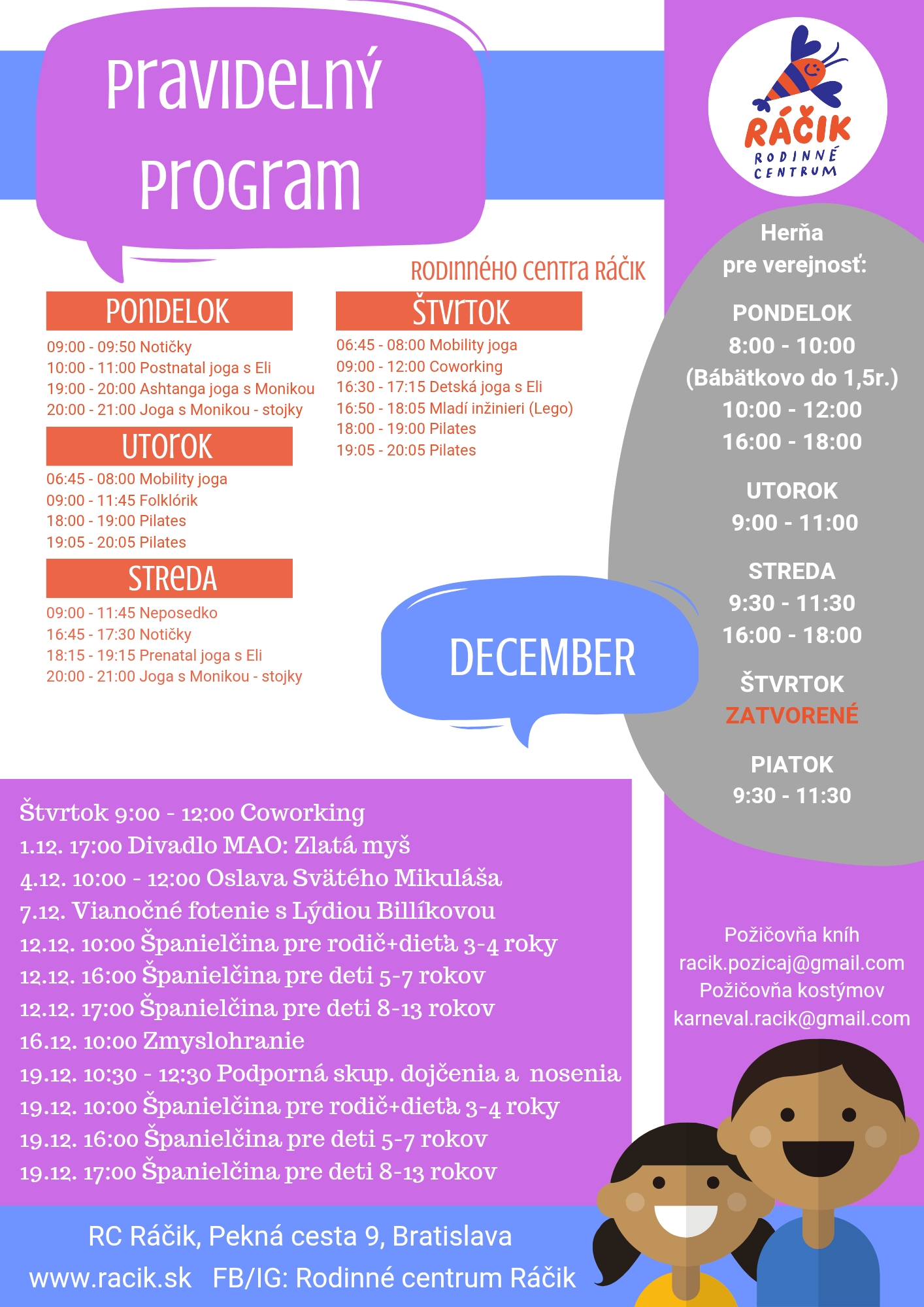 Program Desember Program december 2025 - Rodinné centrum Ráčik